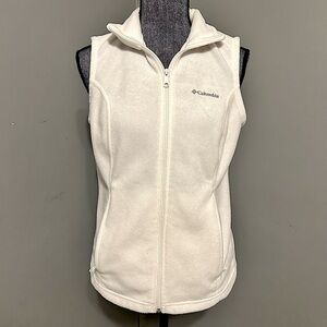 Columbia White Fleece Zip Up Vest Size S